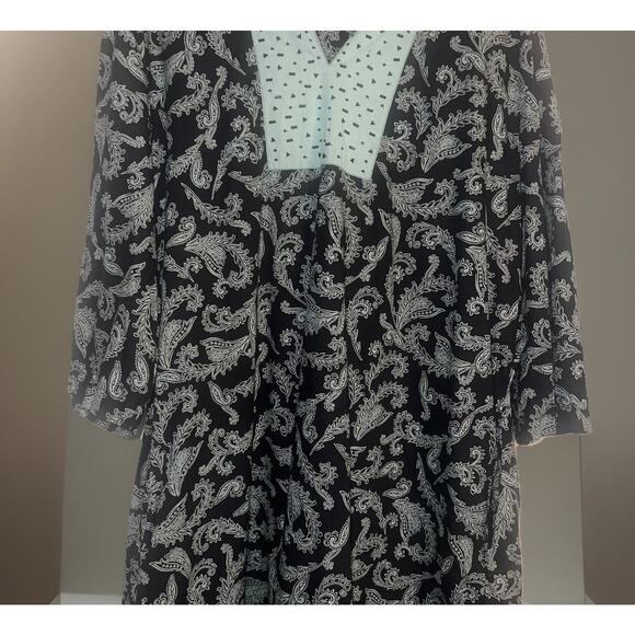 Patio Casuals By Cabernet Dress Tunic Beaded Black Paisley Side Pockets Size XL - Picture 3 of 8